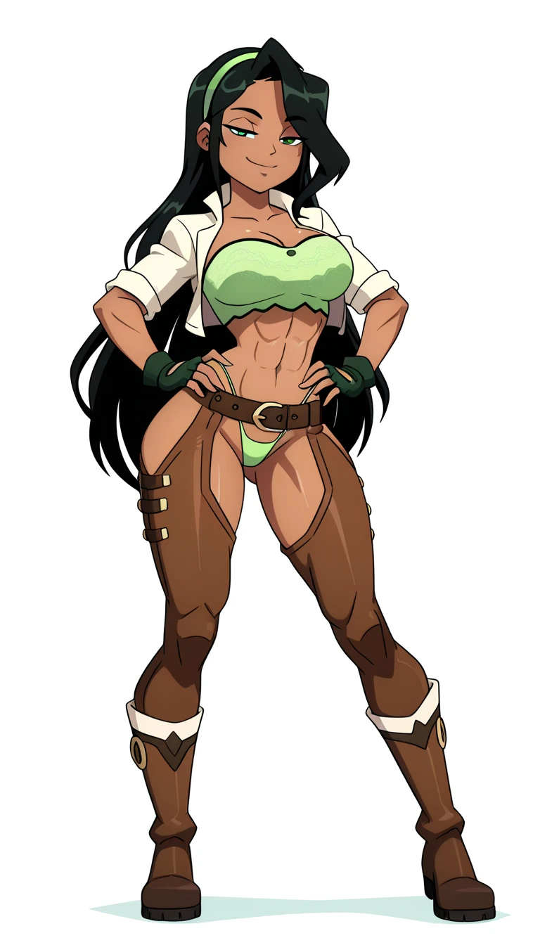 (((top-quality、masterpiece)))、1girl in、A stunning、(((cute little)))、barechested、((A dark-haired))、A sexy、an lingerie、(((Brown skin tone)))、sun burn、Mole、(((Colossal tits)))、large full breasts、Sheer areol、Pink underwear is visible、Show underwear、neck tie、I can see my chest a little
