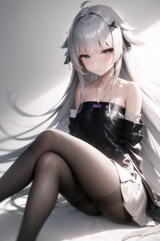 White skin that doesn&#39;t look human、long white hair down to the feet、Pitch black eyes with no light、pitch black eye、jet blackな目、Expressionless、short white dress、Spooky Woman、floating woman、There is a black gradation from the toes to the thighs.、scary woman like a ghost、Inorganic、horror、horror、Pitch Black World、women are floating、lowered eyebrows、Big eyes　darkness、　darkness、jet black、Shadow、yin　White girl、pitch black castle、black and white　monochrome