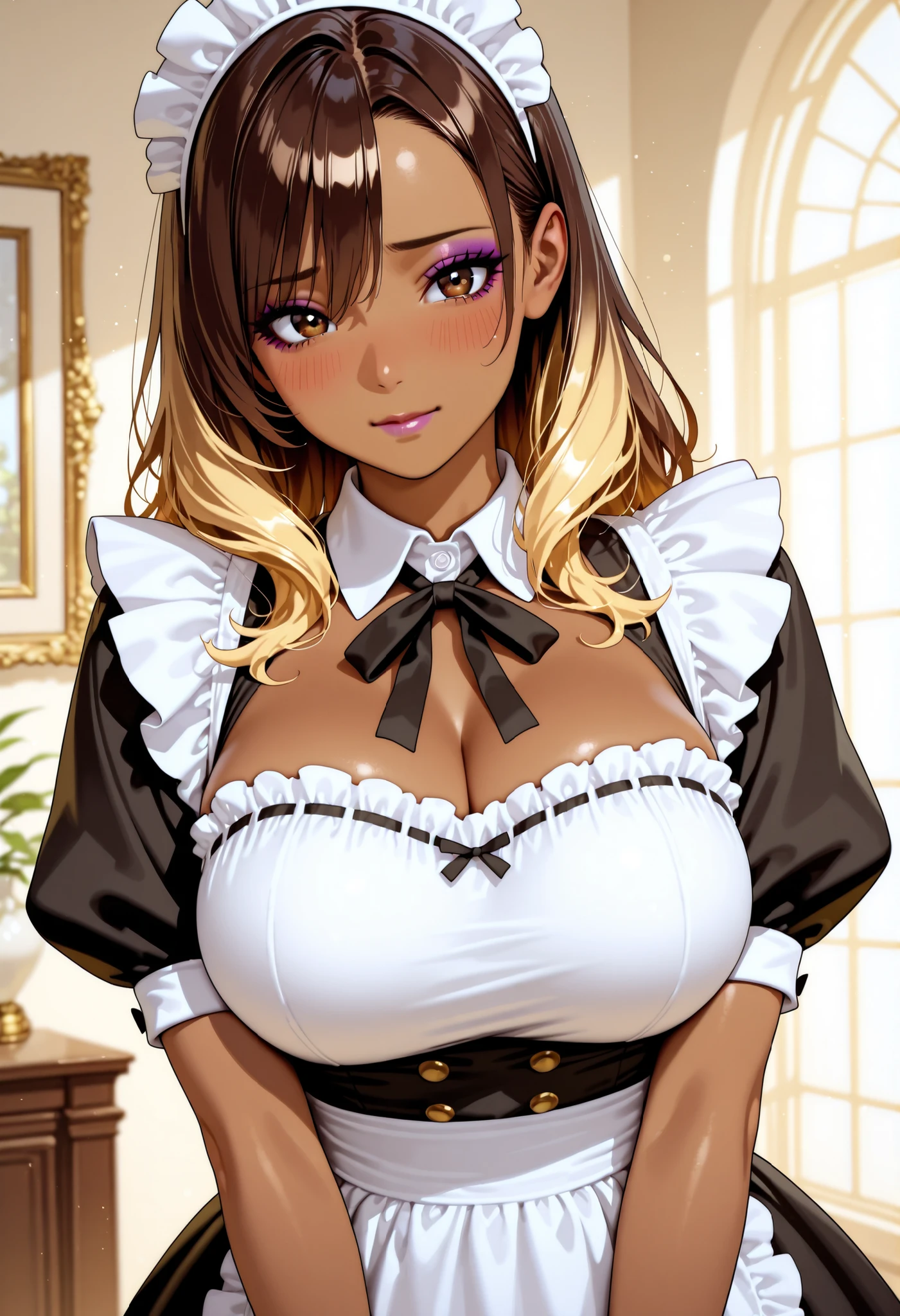 nsfw,hyperrealistic anime,curvy gyaru,tanned gyaru,at home,dark brown hair,pov handjob,look at viewer,earring,bukkake on face,(holding penis in hand),off-the -shoulder blouse