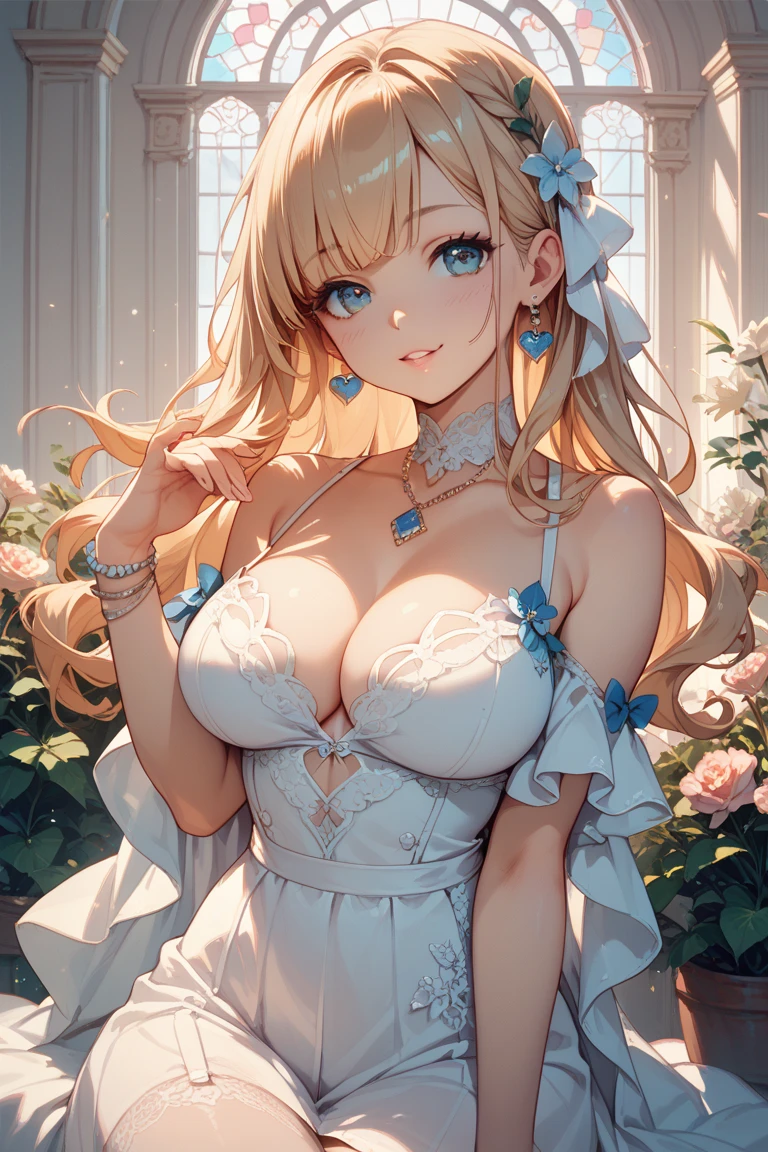 masterpiece:1.4,best-quality,Super Detail,Very Delicate and Beautiful, (( nsfw, low angle shot )), The world's most slutty woman, elegant black ball gown, off-shoulder, blonde long hair, very gigantic breasts, cleavage, very slender, perfect face