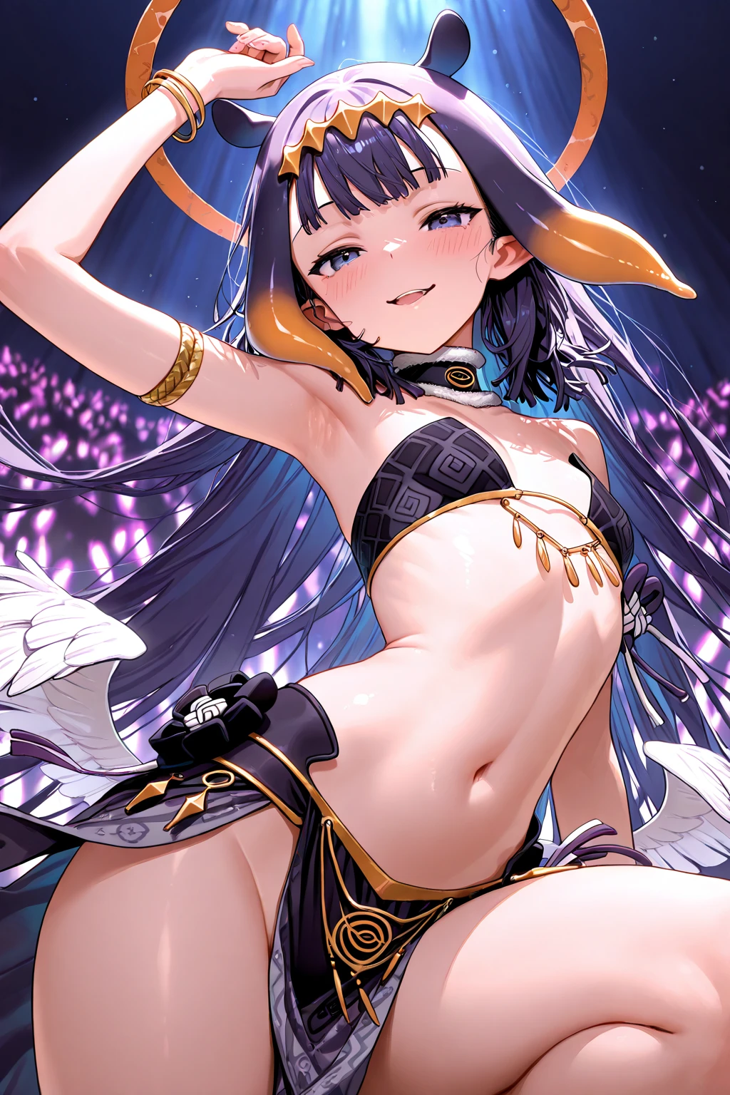 ((masterpieces,ultra detailed,ultra resolution,Perfect Anatomy,detailed face,cute eyes,nsfw,1girl,solo :1.5)),(manhattancafe, ahoge, horse tail, horse ears,black hair, long hair,yellow eyes,small breasts, flat chest, 20 years old :1.5),(pubic tatoo,clothes lift,lifted by self, show off navel,pregnant,big belly :1.4 ),(wedding dress,veil,lace panties,clothed,nipples visible through dress,show off nipples under dress,covered nipples,nipples visible through dress, show off nipples under dress :1.2),(empty eyes, half open eyes, seductive smile,  :1.1),looking at viewer,cowboy shot,standing,(netorare :1.2),