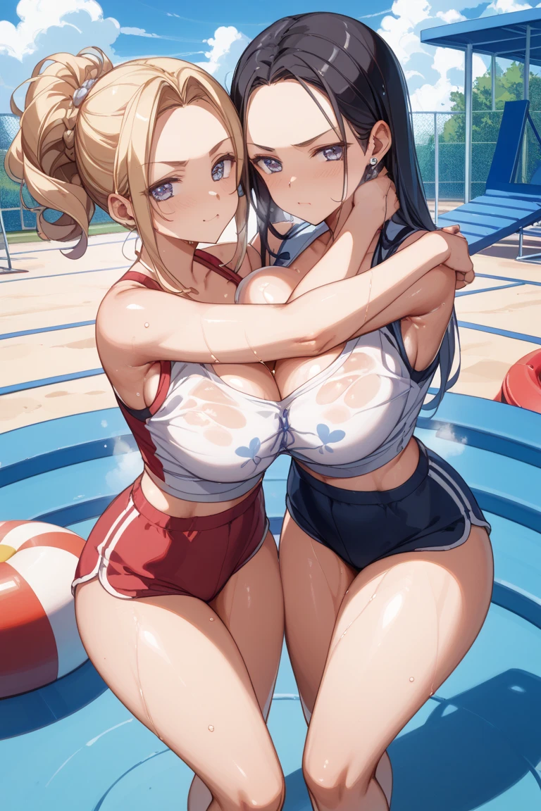(Two Girls, Same height :1.2) ,Back view, Volleyball Uniforms, Couple Focus , (Cute Japanese Girl) , Very large breasts,(smile:0.7), Stand next to each other , Upper Body, Beach Volleyball,Recall, Realistic nipples, Realistic ass crack, Very Short Hair , (High color saturation:1.0), (Highly detailed skin), (Highest quality:1.2), (Ultra-high resolution:1.0) ,(Like the picture:1.0), (Ultra-detailed:1.0), (Realistic:1.2),(8K, RAW Photos:1.1)