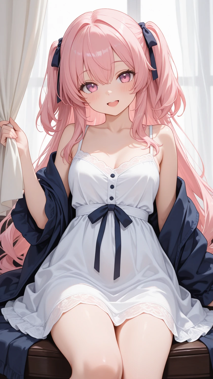 masterpiece：1.2，Best quality，Very detailed, Red eyes，Pink long hair，Green eyes，A standing anime girl