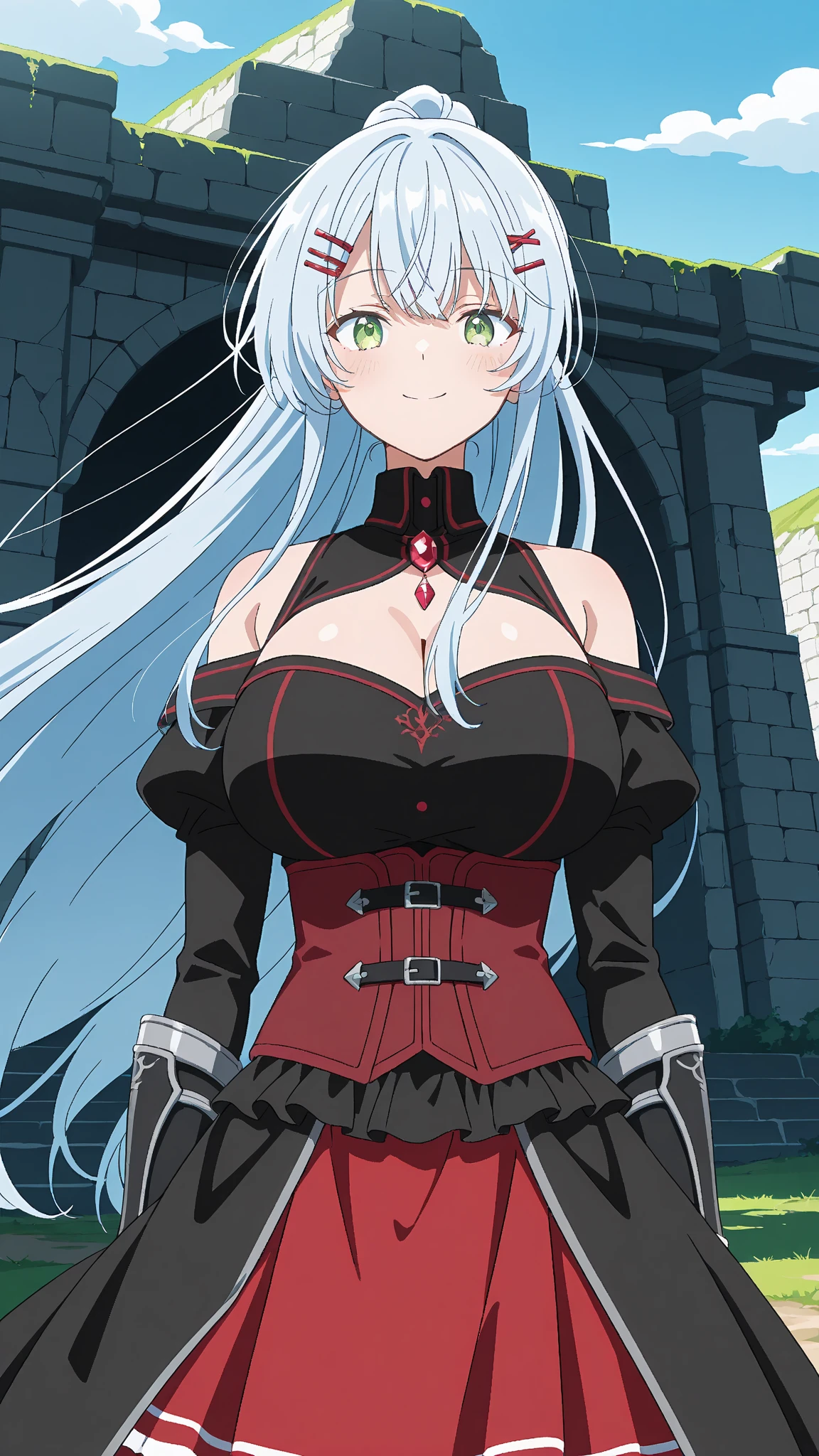 score_9, score_8_up, score_7_up, source_anime, rating_questionable, 1girl, ariane, cleavage, very long hair, high ponytail,
high detail, digital art, anime style, best quality, absurd res, <lora:ariane-xl-1:1>