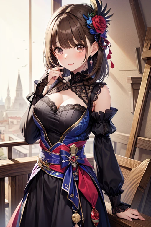 random angle image, brush drawing image, portrait image, beautiful busty Asian female teen, aged 20, soft skin colour, flowing long black hair, red slim fit maid dress, dynamic pose, red smoke lines behind, white background, 8K resolution