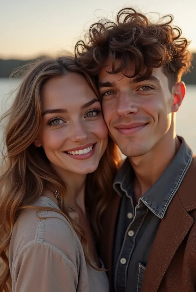 irish young couple taking a beach selfie closeup, taken on my iphone, perfect natural lighting, <lora:photoblend:0.6> kkw-ph1