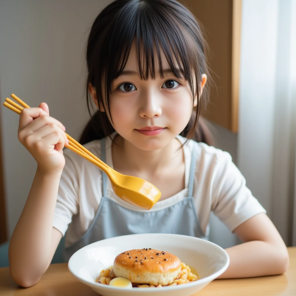 Drawing of a kawaii girl savoring a delicious bowl of ramen