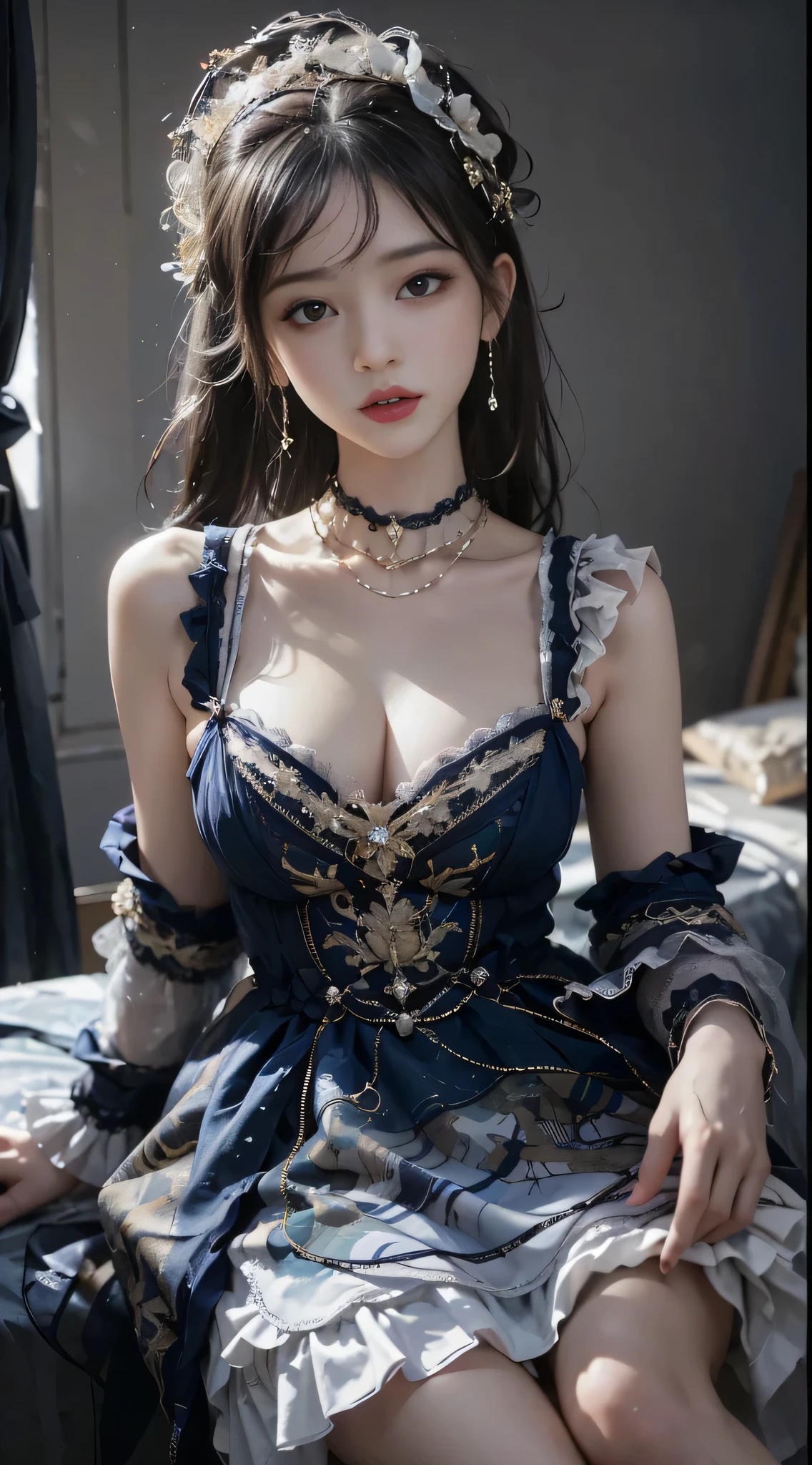(elaborate Victorian dress:1.2),(elaborate Victorian hat:1.1), a mesmerizing woman with captivating eyes, intricate details, elegant pose, old-fashioned backdrop, full body, slender abs, highly detailed face and skin texture, detailed eyes, large breast, sensual, black hair, wavy hair, cinematic lighting, depth of field, silhouette, reflection light, ray tracing, bokeh, Canon, cowboy shot, 8k, award winning, best quality, super detail, anatomically correct, masterpiece, UHD