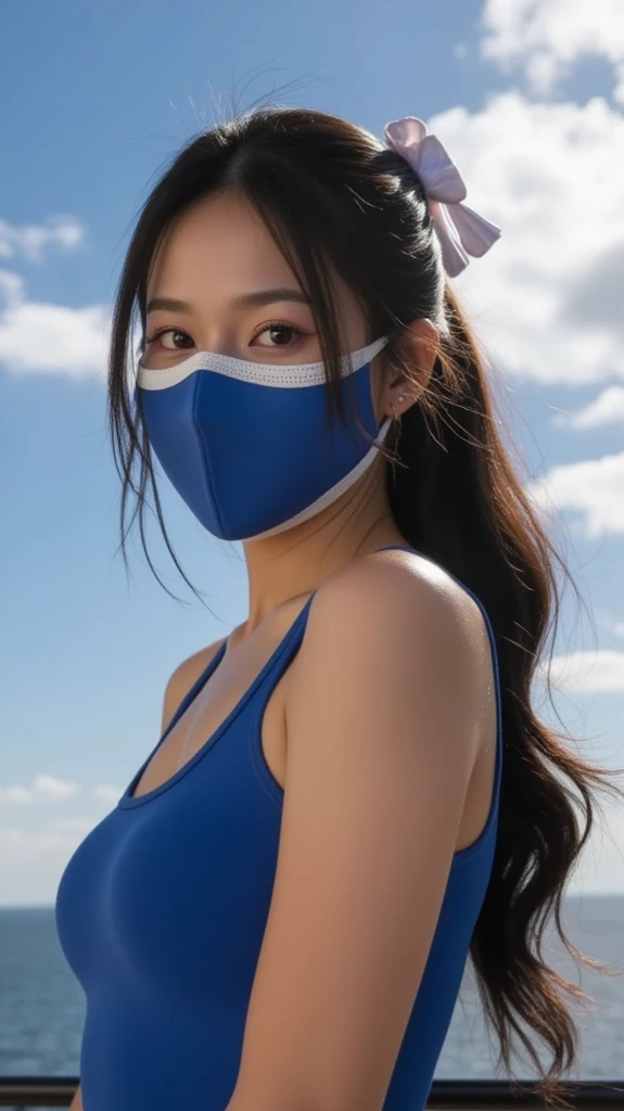 Super beauties enhanced by genetic modification,Medium shot,Wearing a mask