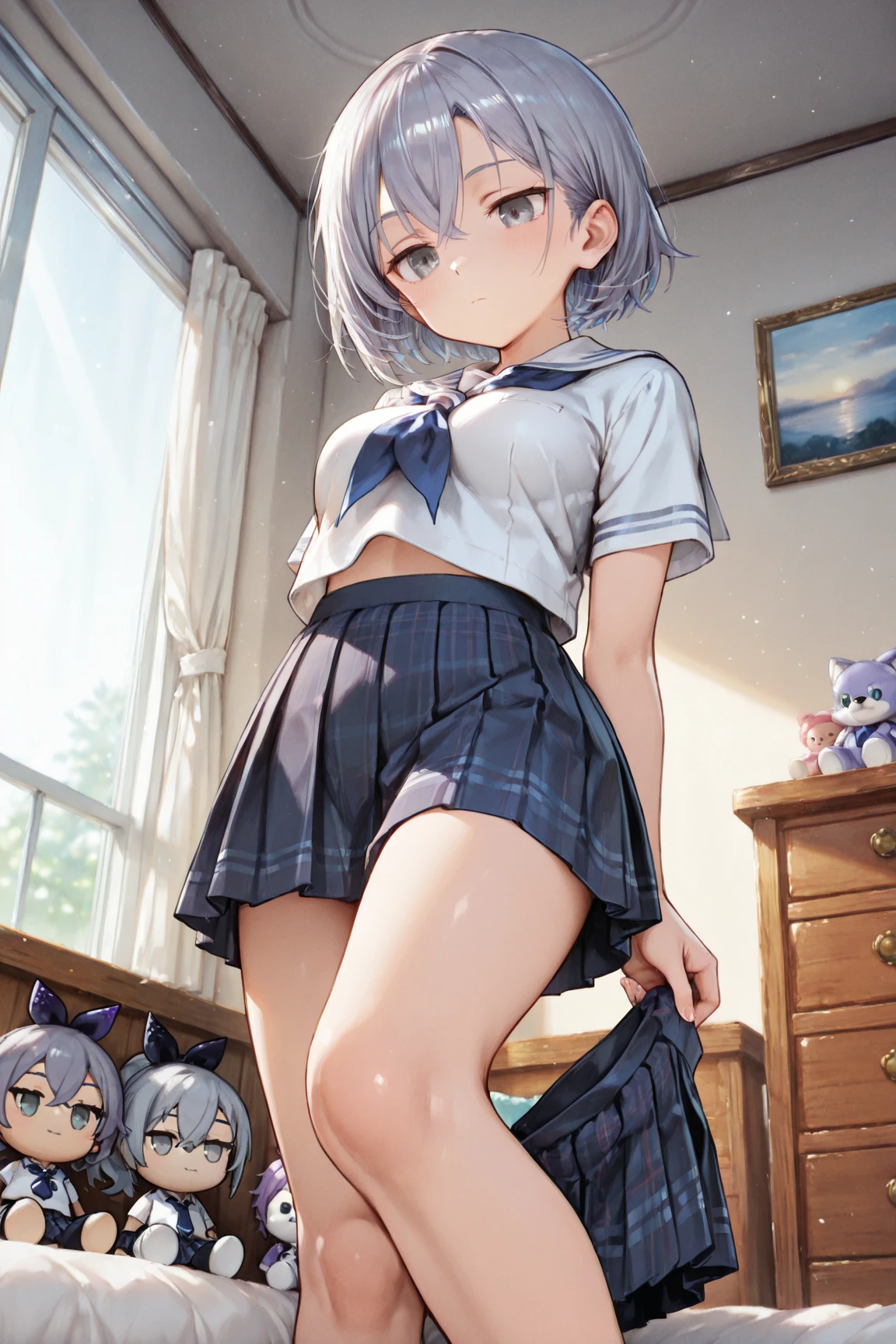 (Cute eyes:1.2), (classroom:1.2),(Beautiful Eyes:1.2), Highest quality,wonderful,finely,Highly detailed CG Unity 8k wallpaper, (Hug from behind:1.5),(Put your hand in the skirt:1.3),(sexual harassment:1.2),(Love juice:1.3),(kiss:1.3),(Two people with height difference:1.5), (Two Girls, Sailor suit, Skinny body, Dressed), (Huge breasts), (Open your mouth:1.1),(White knee socks:1.3),(Thighs:1.3),(Waistline:1.2),(お揃いのSailor suit:1.2),(From behind:1.2),(Beautiful eyes:1.2),(Different hairstyle),(They both have different eye colors:1.5),(They both have different skin colors:1.5),(Thighsまで隠れるニーソックス:1.2),(Very short skirt:1.3),(Arms don't stick together:1.2)