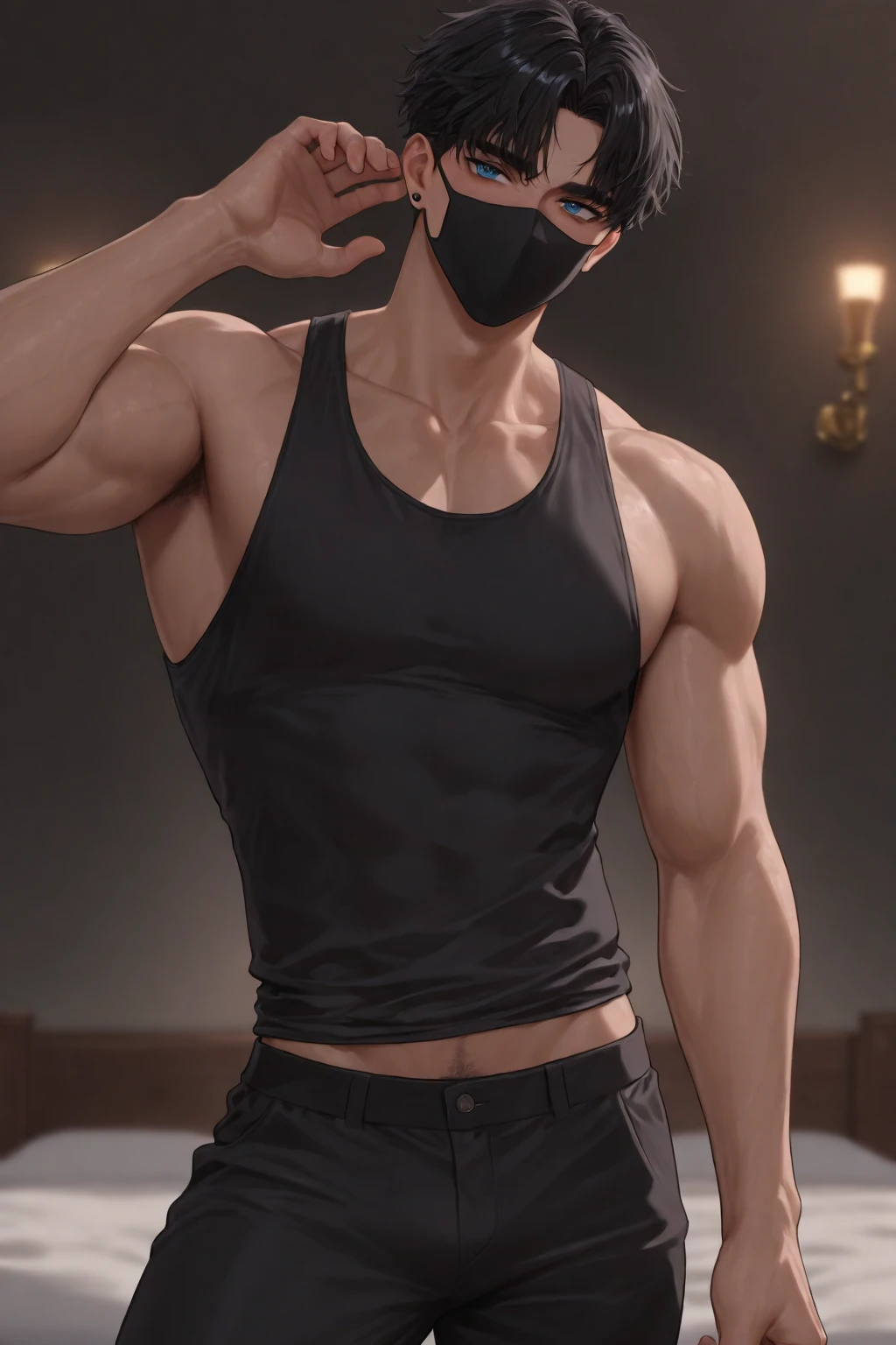 White hair boy, black gloves