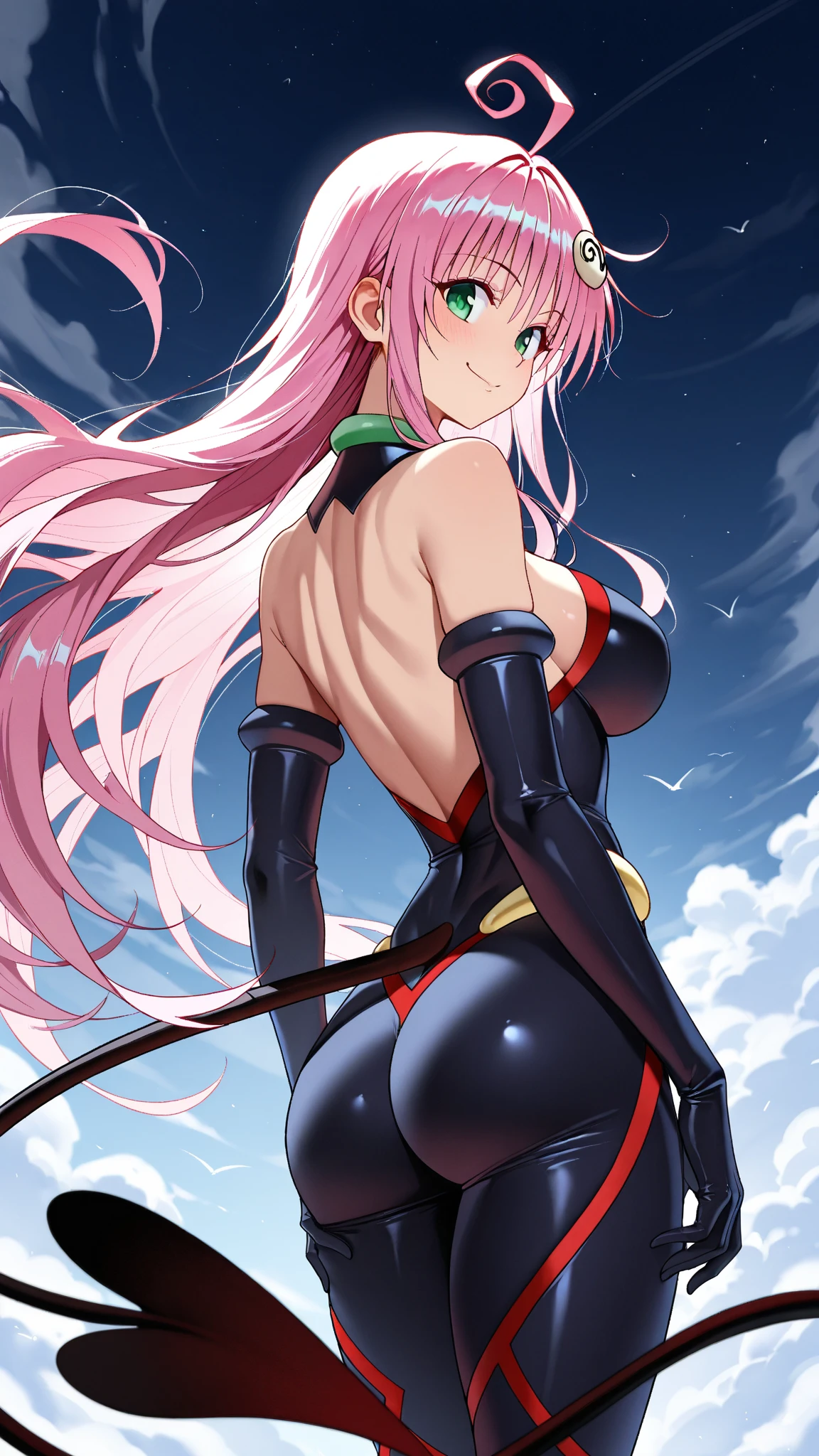 1 girl, (medium breasts))) (((big ass))), (((wearing short bikini))), (long pink hair), (((blue eyes))), (on the beach at night with sky starry and full blood moon), (thin waist), (big butt), (thin, muscular legs), muscular belly, bare feet, (looking at the background of the scene), Double tails, long eyes, Eye reflex, bad humor, anime, anime style, ray tracing, shine, drop shadow, panorama, Sony FE, 8k, UDisk, piece of master, precise, anatomically correct, Super Detail, best quality, ultra high-resolution, Hard disk, 16k