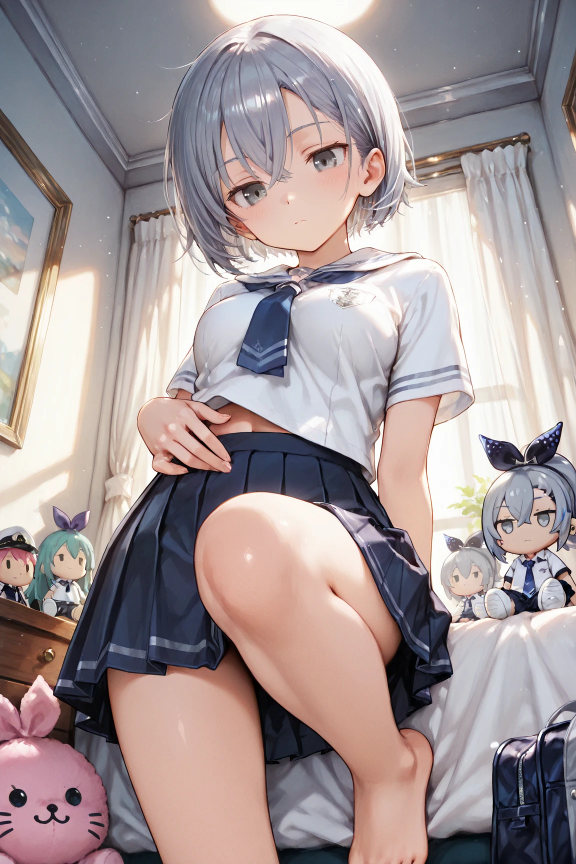 (Best Quality:1.3)、1girl asia、a miniskirt、Cinderella、Cute anime illustration、,wearing ,spreading her legs,showing detailed panties,race panties,focus panties,front view,dynamic angle,pov,cowgirl position,sexual position,having sex,in hotel,lying down on the bed and spreading her legs((white race detailed panties))