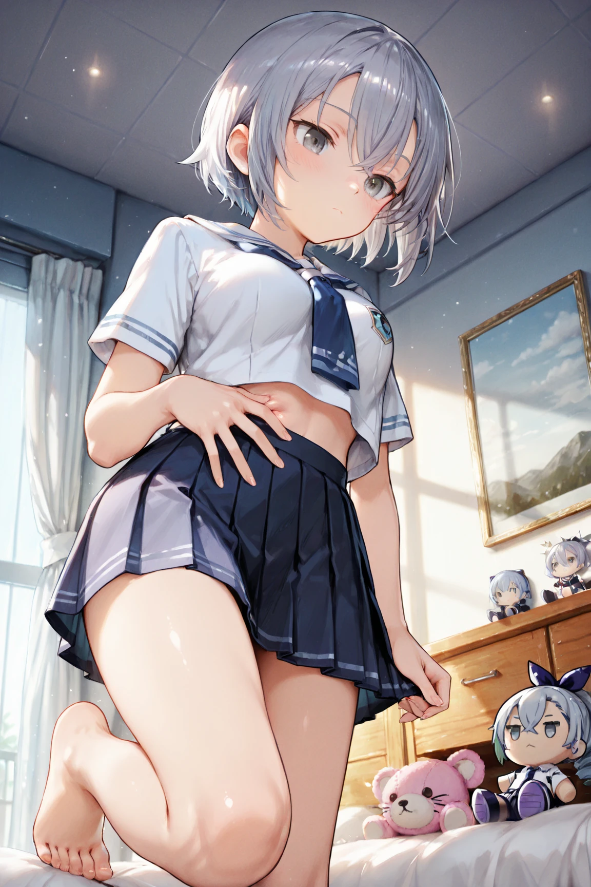 NSFW,(super fine illustration,8k cg wallpaper,highest quality,very detailed,ultra high resolution,best aesthetics,anime colored),(cowboy shot,From front),IdolMaster,(((anastasia)), (15yo,beautiful girl,cute girl),(beautiful blue eyes),(beautiful silver hair), (((extra short hair))),((spiky hair)), ((((mullet hairstyle)))),(wet hair), (wet skin),((((white skin)))),((nude)),(slender),(small breasts), ((pubic silver hair:1.5)),(bsp, pussy juice dripping,pussy, pussy slip,no makeup, sweaty body),(no bra),(no panty), ((spread legs)),(((spread pussy:1.3))),((steam)),(scatter sweat),(embarrassed,smile), open mouths,(((one eye closed))),((tongue out)),deep breathing, feel good,indecency,spread legs, squatting,(Nice touch),((Bukkake, cum on body:1.9),(Bukkake, cum on face:1.9),((Bukkake, cum in hair:1.3),(((Female masturbation:1.3))),(Playing with yourself), put your finger in the Pussy,,(small chest:1.2), (stage,Spotlight:1.5), break((pubic silver hair:1.3)),(bsp, pussy juice dripping,pussy, pussy slip,no makeup, sweaty body),(no bra),(no panty), ((spread legs)),(((spread pussy:1.3))),(sex,cowgirl),,(blue idol dress:1.5),(open clothes),(wet clothes),look at camera,peace sign:1.5,