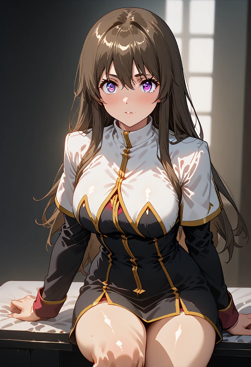 (Night:1.7), Japan, Tokyo, CityView, Before Window,
Standing at attention,
military, military uniform,white jacket,Black and red shirt ,black pants,
<lora:Maria_Owens_Gundam-KK77-V1:0.7>,
long hair,bangs, brown hair,purple eyes,
1 girl, 24yo,mature female,Beautiful Finger,Beautiful long legs,Beautiful body,Beautiful Nose,Beautiful character design, perfect eyes, perfect face,
looking at viewer, in the center of the image,(Upper_body),(close-Up),(Focus on her face),
NSFW,official art,extremely detailed CG unity 8k wallpaper, perfect lighting,Colorful, Bright_Front_face_Lighting,
(masterpiece:1.0),(best_quality:1.0), ultra high res,4K,ultra-detailed,
photography, 8K, HDR, highres, absurdres:1.2, Kodak portra 400, film grain, blurry background, bokeh:1.2, lens flare, (vibrant_color:1.2)
(Beautiful,large_Breasts:1.4), (beautiful_face:1.5),(narrow_waist),