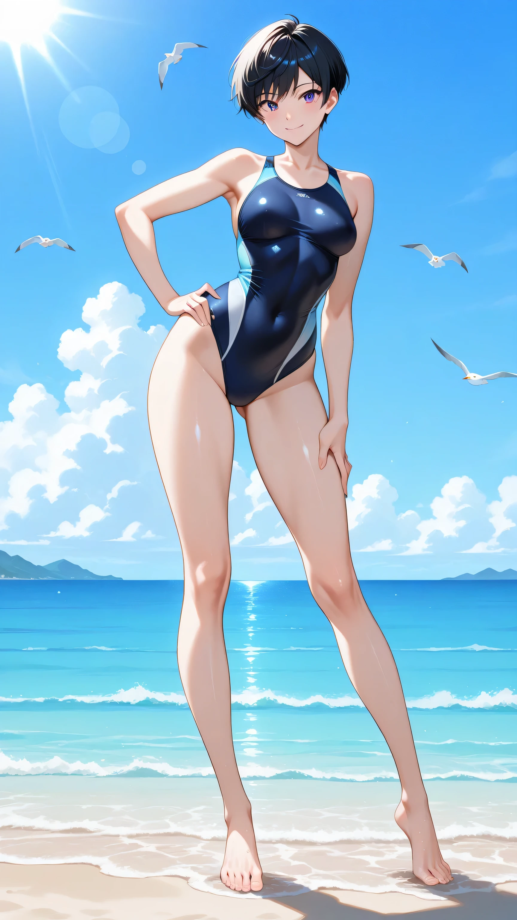 Rough watercolor sketch,Very beautiful eyes, Focus on the face line, Dripping watercolor, Ink outline, 32K resolution, Highest quality, Like a doll,Full body portrait,Swimwear,比基尼,bionde, Rolled hair,A composition that lets you see the feet,Anatomically correct,Natural and sexy pose,High heels,Water up to the knees,Swim ring,Ocean,Ocean,Ocean!An island in the distance,Ocean Turtle Very detailed, High detail, High-resolution model, smile,カバー面積が多い比基尼,Earrings,necklace,bracelet,anklet,Earrings,ring,Stand beautifully like a model