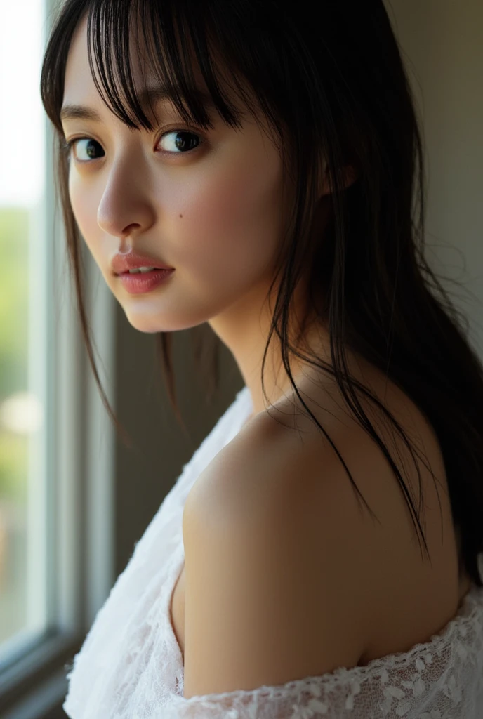 round face、Baby Face、Cigarette smoke、wide bob cut, Cinematic composition、Unexpected angles、born々New skin texture、Arm hair、Realistic skin texture (1.8), Pore details (1.7), Fine vellus hair (1.7), Micro skin relief (1.6), Natural skin moisture (1.5), Skin translucency (1.6), Soft skin highlights (1.7), Subtle goosebumps (2.5), Subsurface scattering (1.7), Macro skin detail (1.8)Black sleeveless、pores、 Dark Room,Always Details,finely,High resolution, HDR,Deep Shadows,High Contrast,(8K、born写真、Highest quality、masterpiece:1.2)、(Realistic,Photorealistic:1.8) ,whole body,Amazing beautiful eyes,Natural Lip,(Saggy breasts:1.1)( Squint eyes :1.2)1 girl、Seeing the viewer、Beautifully detailed face,,Half-open mouth,、narrow,Floating Hair,dark brown hair, short hair, brown eyes, front, detailed face,Japanese girl sitting in the middle of the room,Wide angle of view, messy room, looking at camera, black camisole,Arm hair、Brown Hair,Seeing the viewer,Beautifully detailed face, cinematic light,(film gain:1.4)|(VHS Video:1.2)(old analog film photography:1.4) Vintage film (1.8), Analog camera (1.5), Film grain (1.4), Light leak (1.2), Soft focus (1.3), Warm tones (0.2), Retro aesthetic (1.7), Lomography (1.3), Nostalgic atmosphere (1.8), Polaroid-style (1.5), Faded colors (1.9), Dreamy look (1.3), Overexposed (1.1), Vignette effect (1.8), Blurred edges (1.4),dusty room,Moist Skin、Beautifully detailed face,ahegao,