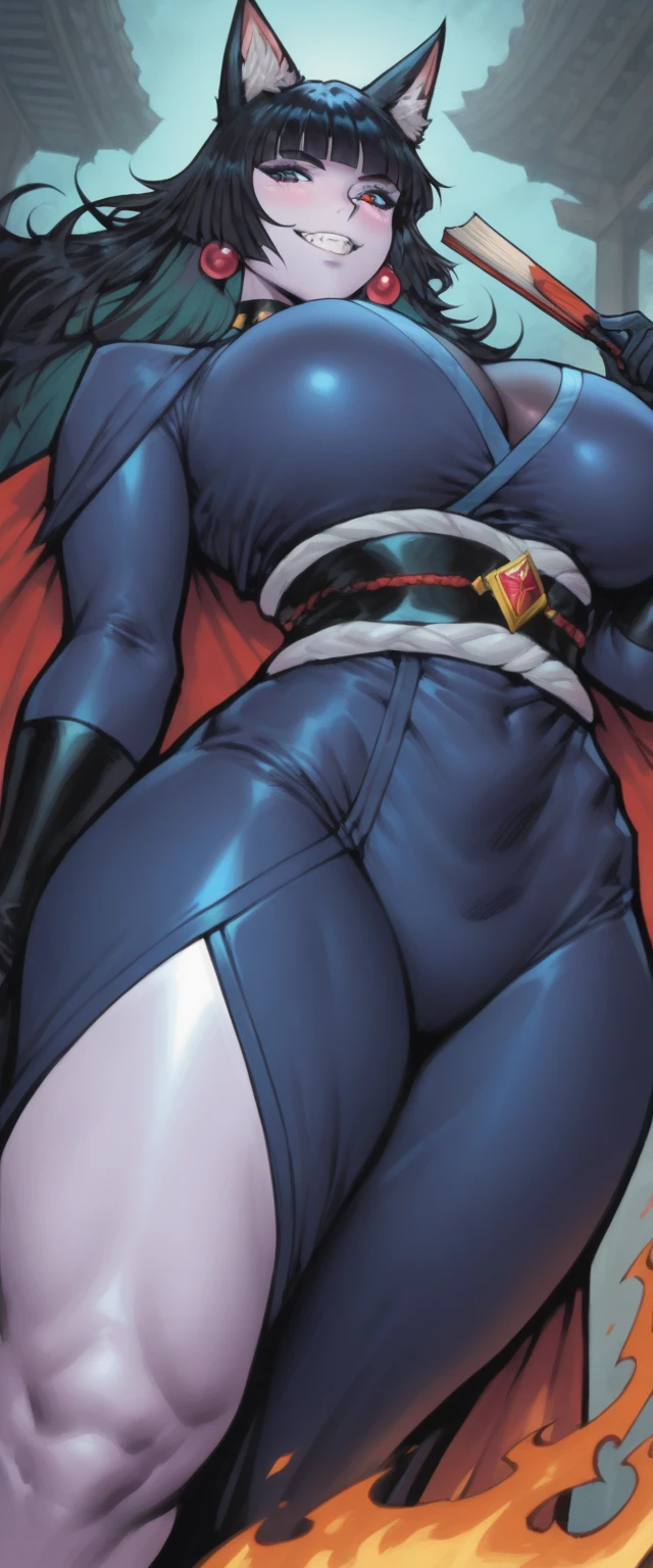 a 1950s female super-hero in an action pose, large breasts, short skirt, narrow waist, wearing tights and a cape, knee-boots, 1950s comic style, popping colors, contrast,1950s era atmosphere, vibrant colors, hyper-realistic, 8k, ultra-detailed
