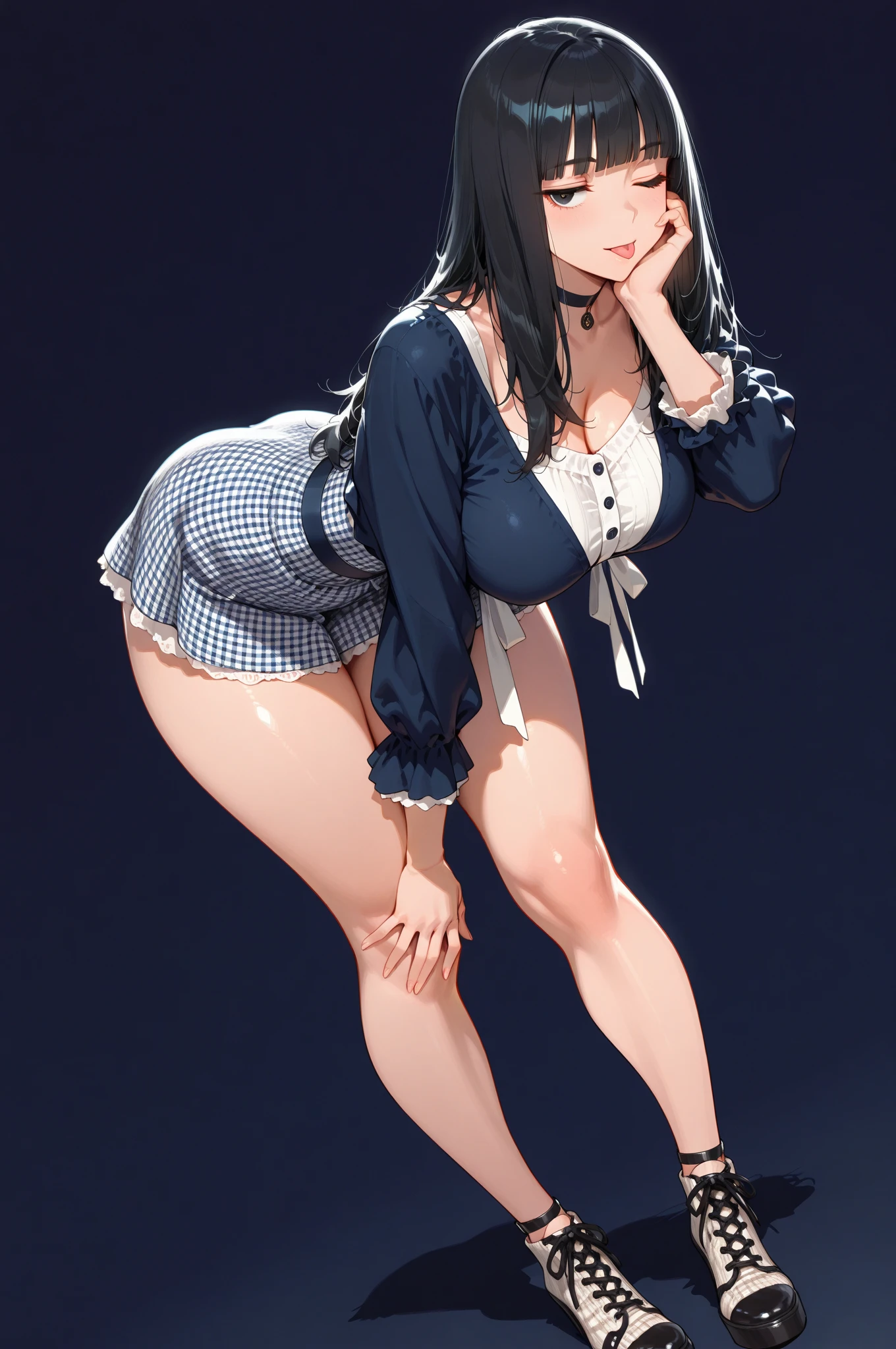 (nsfw),masterpiece,ultra detailed,sharp focus,high resolution,(night light at midnight,midnight,night,dark,:1.3),(tareme,mature female),(curvy body),thick  thighs,,high beams,seductive anime girl,(off-the -shoulder black blouse,elegant frilled blouse,boots,short flare skirt,white skirt,naughty undies:1.1),necklace,earring,(black hair:1.2),(peace sign,double peace:1.1),(blushed:1.3),(squatting on ground,spreading legs),(at off street,back alley:1),(black armpit hair,pubic hair),(wet skin,saliva,opening mouth:1.1),,(excessive cum in pussy,bukkake,cremapie:1.1),smile,arms up