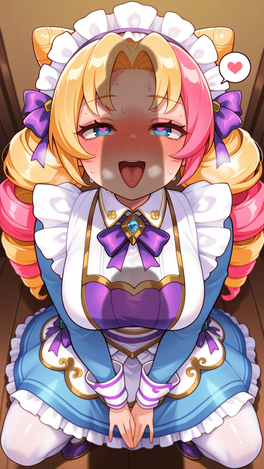 ((masterpiece, best quality)), high resolution,ultra detailed,8k,16k,detailed background, perfect lighting,detailed beautiful eyes, 1girl,solo,embarrassed,blush,show off nipple,steam,sweat,in heat,heavy breathing,saliva trail,look at viewer,(oral,screaming,show mouth:1.4),ahegao,face focus,(from above:1.2),(from fron:1.4),chin up,seductive eyes,fisheye lens,be breathless,stick tongue out,kneeling,hands on knees
,(short_stature,dwarf,kawaii),charlotteid, waving, pink hair,monocle, bare shoulders, green eyes, long sleeves, short hair, detached sleeves, skirt,flat_color,child_body,pale skin,in house,medium breast,