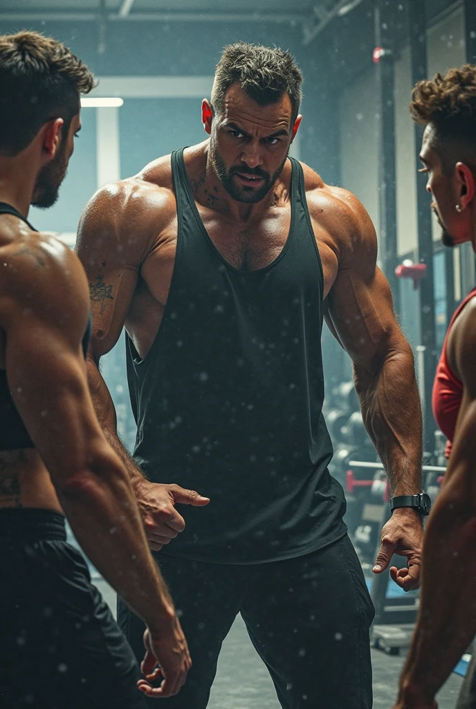 Hairy man who goes to the gym without a beard at