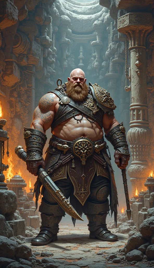 <lora:heavybeads-12:1>, (heavybeads: 1.8), standing imposing towering presence, (fantasy tcg styled by karol bak : 1.4). asian ethnicity hunched shintoist lord monk, medium closeup of (a shadow cultist goliath with a hammer in hand : 1.5). in the Antarctica frozen lake complex ornate background, sharp focus, masterpiece, (mythology oil on canvas by Krenz Kushart: 1.3), masterful paint strokes, intricate and detailed.