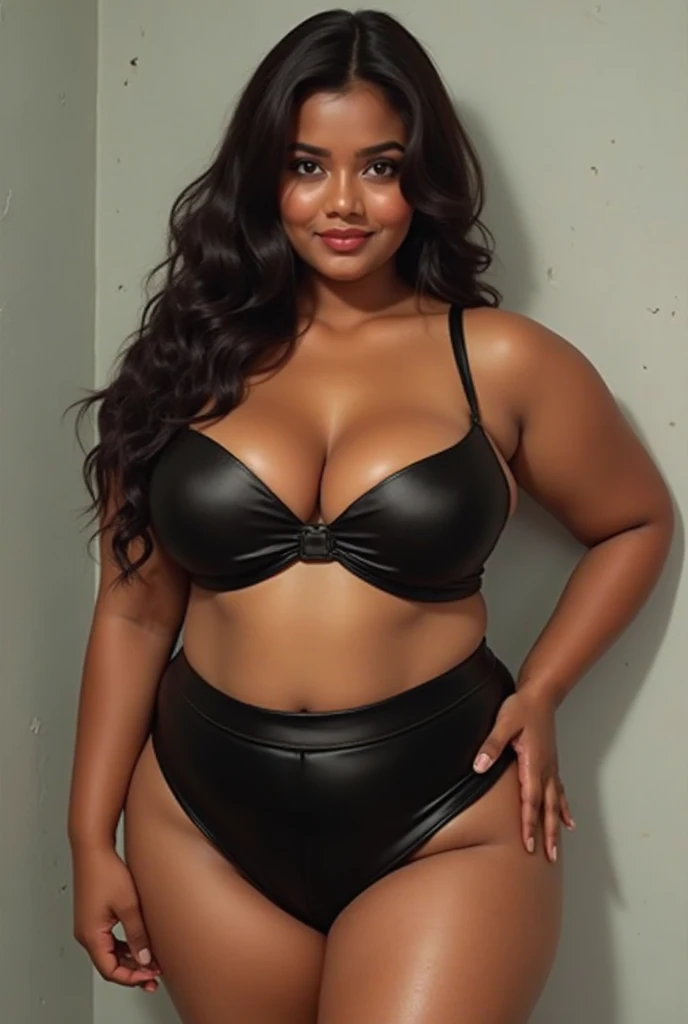 A 25 year old Latin girl (with big hips in size 2.0 ) Dark-skinned Brown eyes Long hair Chubby-cheeked Medium-sized breasts Found in her kitchen Wearing a sensual, short black satin dress Small waist Flirtatious look Symmetrical body No body deformities
((Well made body without errors))
Lips painted with red lipstick.
