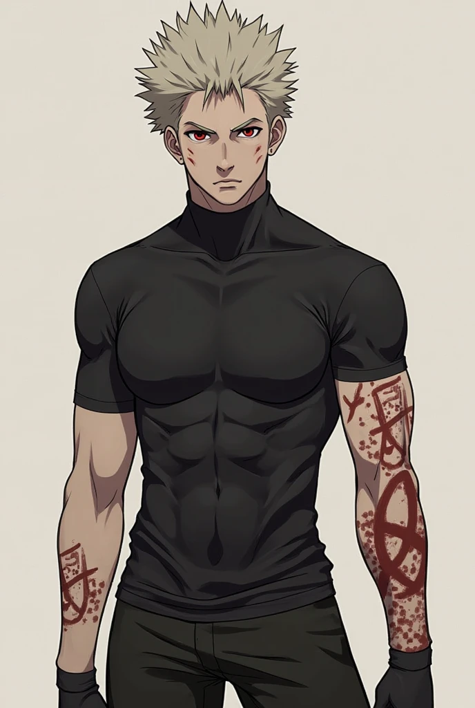 anime character with green hair and a blue shirt with blood on it, jujutsu kaisen, as an anime character, portrait of hisoka hunter hunter, okata kazuto, male anime character, hybrid human/tank, anime character; full body art, anime character, character from king of fighters, ( ( ( yoshinari yoh ) ) )