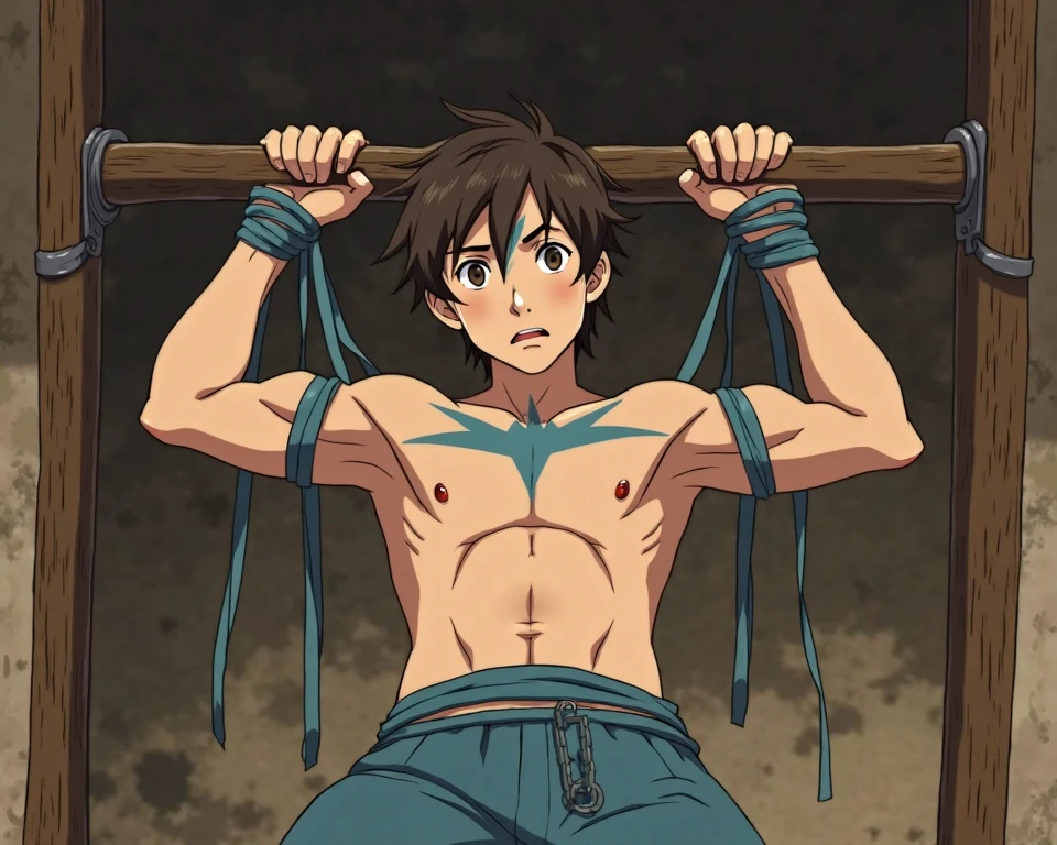 1boy、Handsome Men、Japanese male, 、Completely naked、Full nudity、erection、Huge penis、Highest quality、Realistic、beautiful、Sad look、 ((((Both arms were tied up with rope)))), ((((A very tight rope is crisscrossed over the chest)))),(((Body bound with tight rope)))、whole body、Surrounded by men and women in uniform、In front of the school gate、erection、完全Completely naked、On all fours、Prostration、His arms are tied over his head