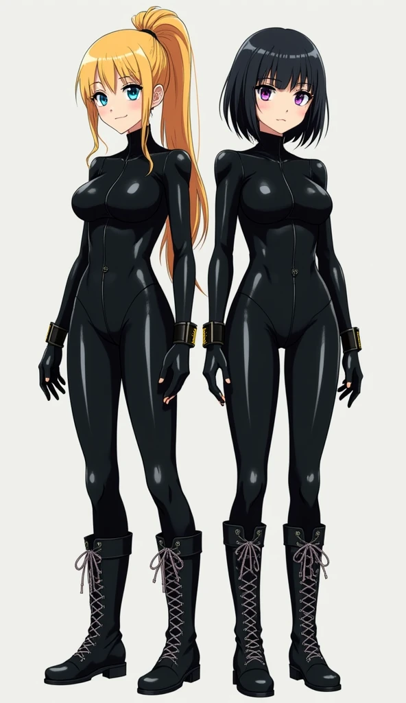 full body standing straight symmetrical looking to the viewer woman wearing a yellow tiger bikini, black choker with golden cow bell attached it, white background
