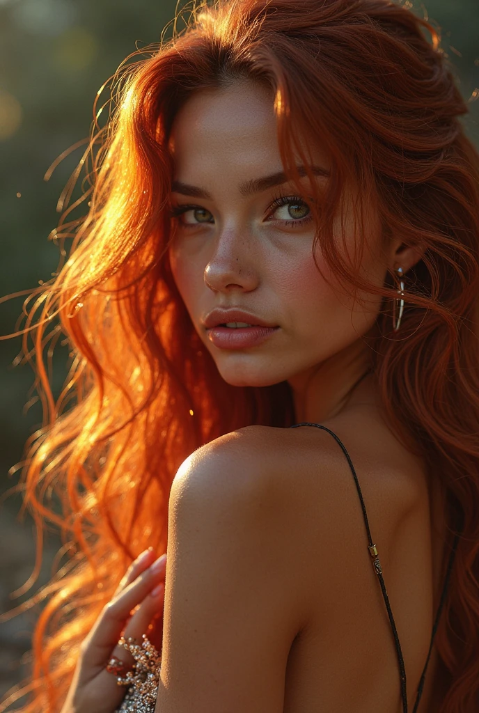 (((ultra realistic))) Photo, masterpiece, top quality, (pale skin), (Ultra detailed face and eyes:1.3), 1 girl, Adult, in a T-shirt, ((Eye makeup, pink mascara)), ((A slight smile)), ((large detailed lips)), ((red hair in the wind wavy long messy hair)), ((Chyolka)) , (Natural large breasts), Slim waist. ((Posing)), photoshoot, studio (soft lighting), (The play of light and shadows), depth of field, bokeh, (special attention to skin detail: 1.2), Detailed leather texture, dimples. (Warm atmosphere of the frame. Color range - purple, Pink, blue tones), UDR, ((Film grain)), ((rays)), (Glare), ((waist up portrait)) , ultra detailed, smiling