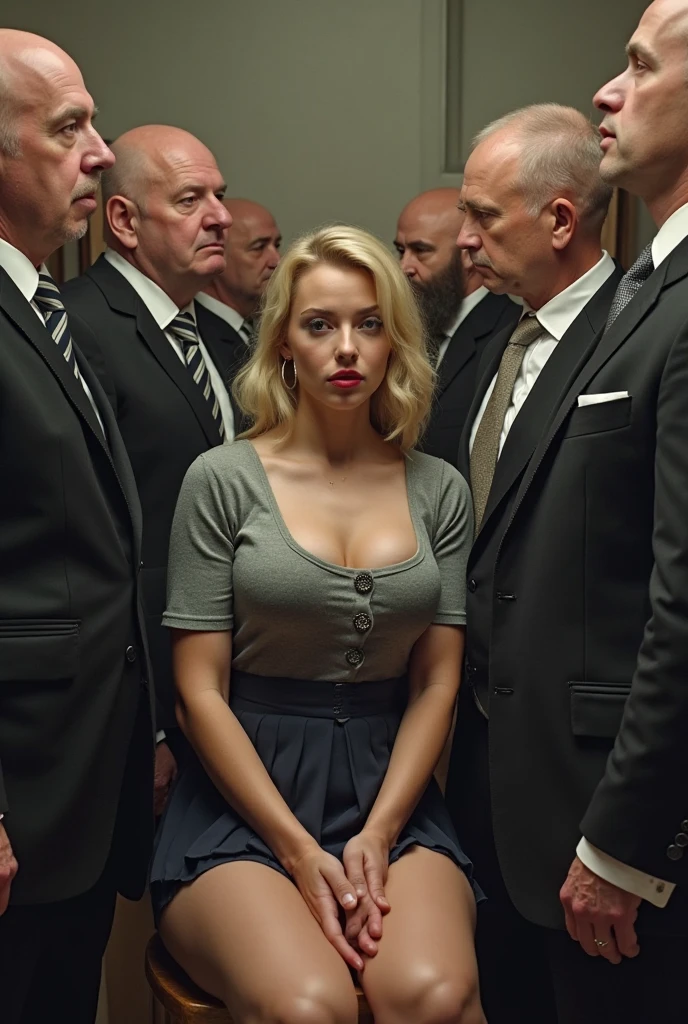 Train crowded several men Holding her from behind and talking in her ear,other men picking her up on their lap,picking her up,mini white skirt swinging up, 40k, photography, masterpiece, best quality, dark gray background, (3girl blue eyes and blonde hair soon curly), big ass full breasts until waiting wearing, (mini skirt swinging sexy round:  1.3), (white plunging open shirt: 1.3),elderly man leaning against the back picking her up,assorted poses.