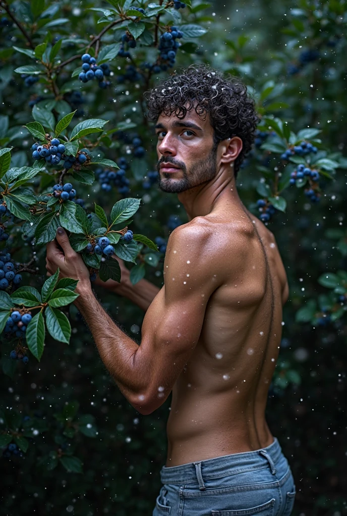 Envision a photograph of a male model standing in a field of lush purple flowers, inspired by the soft, poetic aesthetic of photographers like Bruce Weber or Herb Ritts, who often captured the intersection of nature and human form with a sensual, dreamlike quality. The model has a lean, toned build with a light dusting of chest hair, evoking a natural and earthy appeal. He holds a small cluster of purple flowers close to his face, covering one eye, creating an air of mystery and intimacy while also harmonizing with the surrounding floral environment.
The model stands upright in a slightly relaxed posture, his torso subtly angled to the camera, allowing the light to highlight the natural contours of his physique. His expression is serene and reflective, contributing to the tranquil atmosphere of the image. He wears only dark briefs, further emphasizing his connection to nature and the rawness of the moment.
The composition uses a medium framing, keeping the model’s upper body in focus while the background is rich with softly blurred greenery and wildflowers. The lighting is natural, with soft daylight illuminating the scene, creating warm tones on the model’s skin while enhancing the purples and greens in the environment. This gives the image a calm, almost surreal atmosphere, with the light and colors playing off each other harmoniously.
The camera is positioned at eye level, allowing the viewer to connect directly with the model, while a 50mm or 85mm prime lens would capture this scene beautifully, keeping the depth of field shallow to subtly blur the background while maintaining the sharpness of the model and the flowers he holds. This framing highlights the delicate balance between the rugged masculinity of the model and the softness of nature around him, drawing inspiration from classic fashion and fine art photography, where themes of nature, sensuality, and human connection intertwine seamlessly. The photograph could evoke a sense of peaceful contemplation,