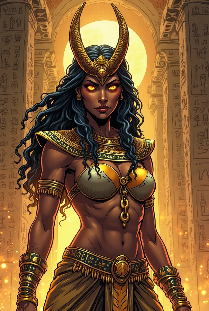 (masterpiece, top quality, best quality, official art, beautiful and aesthetic:1.2), (1girl:1.3), (((((statue of a goddess with a cobra head, black skin, obsidian skin))))), extremely detailed, portrait, looking at viewer, solo, (full body:0.6), detailed background, close up, mischievous eyes, (hot summer Egypt theme:1.1), Egyptian goddess, gold Egyptian mask, gold facemask, (very long neck), pharaoh crown, mummy mask, Persian nose, bold nose, long nose, arched nose, downturned nose, large nose, black stone skin, onyx, charlatan, smirk, mysterious, walking in desert, revealing white and gold Egyptian silks, ((cobra head)), white short skirts, ((draped halter top), criss cross halter top, criss-cross halter top, criss cross straps, criss-cross straps), jewelry, white fabric, gold jewelry, precious stones, dual sickle swords, ((((gigantic breasts, cleavage, skindentation)))), slim waist, slim hips, long legs, ancient (Egyptian temple exterior:1.1) background, dark mysterious lighting, shadows, magical atmosphere, dutch angle,