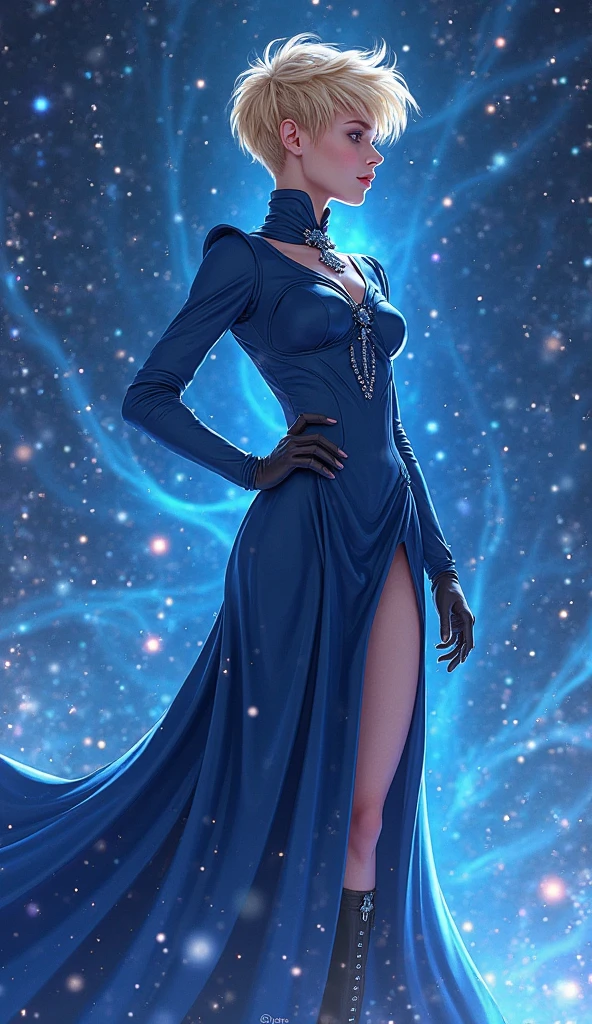 ( Qualidade 8k ), ( Melhor qualidade ), ( Ultra HD ), ( Anatomia do personagem perfeita ), ( perfect  lighting ), ( Foto corpo inteiro 8k ), ( Detalhamentos perfeitos ), ( Detalhes do personagem perfeitos ), ( Details of the perfect setting ), ( Obra Prima ), ( Simetria do rosto do personagem perfeito ), ( Construction of the body of the delicate woman character ), Uma linda bruxa, cabelos lisos azuis, olhos rosas, com corpo perfeito, rosto perfeito, torso, pernas, Arms, usando um lindo vestido longo e formal preto reluzente, com capuz, com um manto sobre seu vestido, (( Manto intrincado )), (( Mantle fluttering in the wind )), raising one hand to the moonlight evoking rays of the Blue Full Moon, (( Evocar Raios )), (( cinematographic effect )), beautiful countryside setting with forest background at night of Blue Full Moon