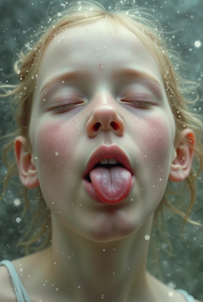 Victoria, in her room, angry, , looking at the camera , , ,nude , , cum on face ,close up , mouth open, tongue out, eyes closed