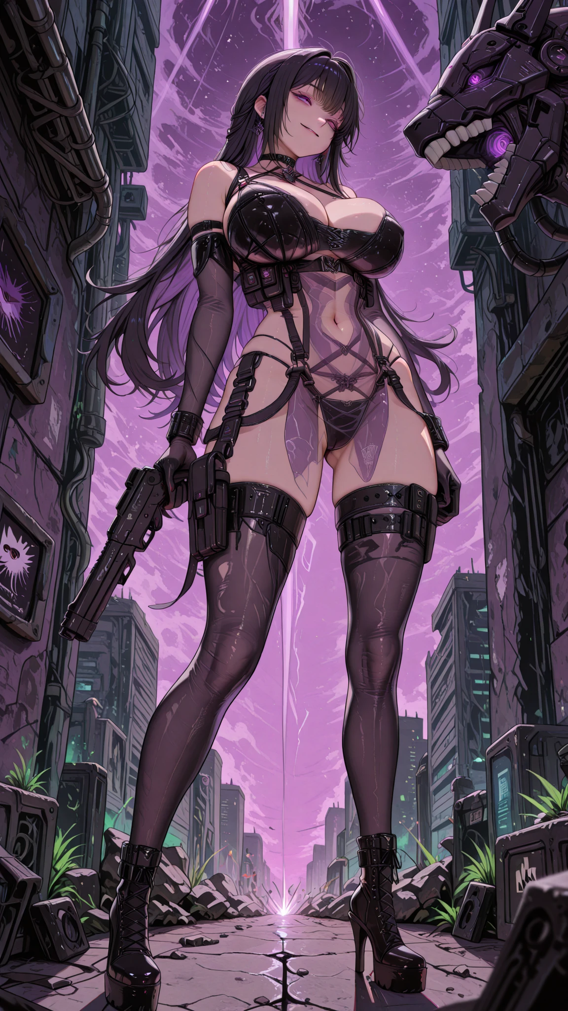 Dark_Fantasy,Cyberpunk, (Best quality, Masterpiece),white,1girl, cute, cyberpunk style, sitting in a hightech motorcycle, neon motorcycle, 🏍️, eating a candy 🍭, highest quality digital art, Stunning art, wallpaper 4k, highly detailed, military robot,army, warzone, highest quality, Stunning art, wallpaper 4k,8k,64k, HD, unparalleled masterpiece, dynamic lighting, cinematic, epic, damaged mechanical parts
