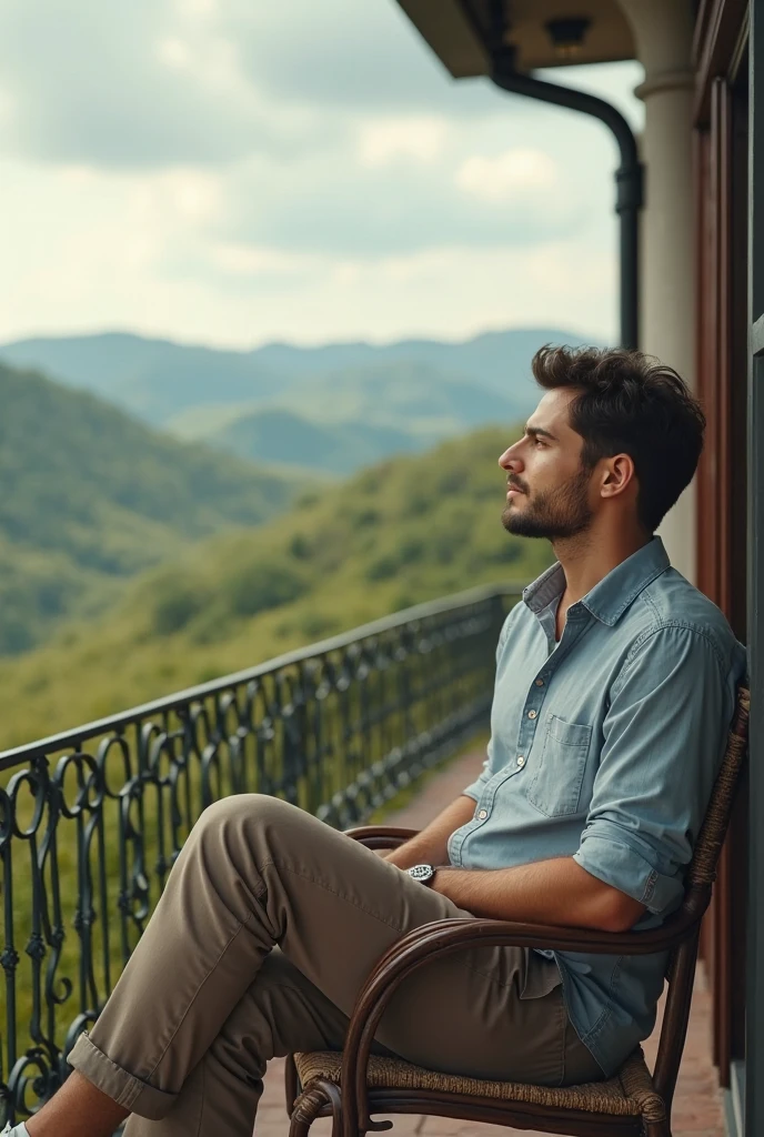 A handsome man lost in thought about the past.