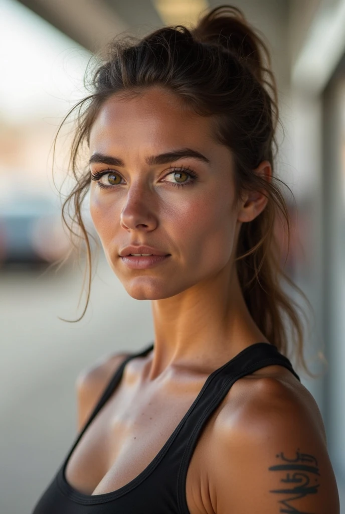 Most beautifull brazilian girl,tied hair, 20yo, perfect skin, full body shot, in the gym working out