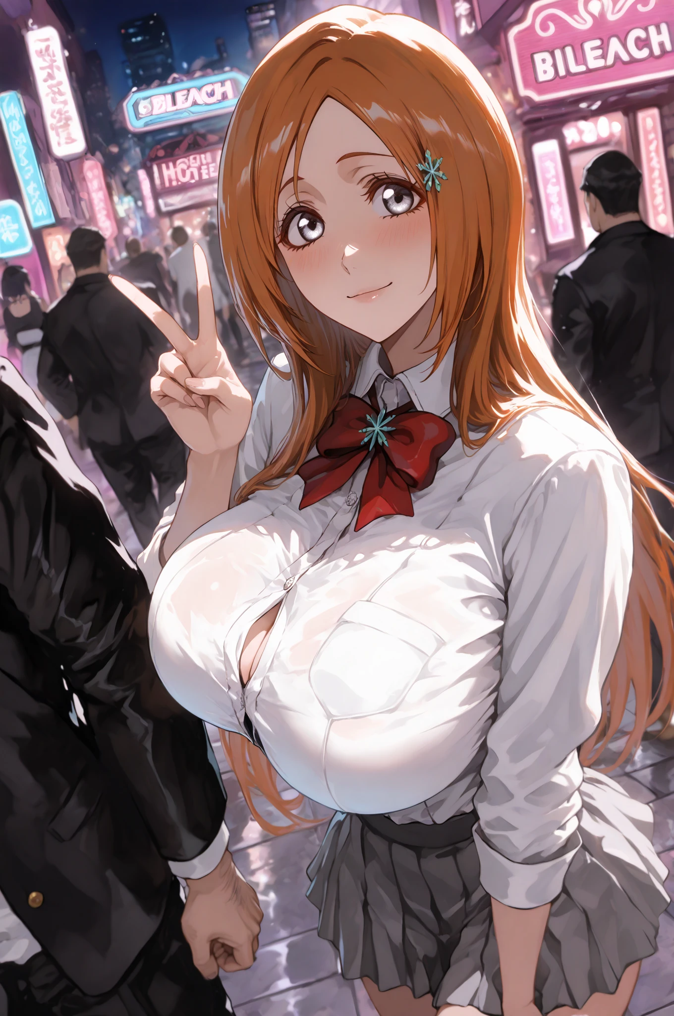 Extremely detailed, disorganized, ultra high resolution, super detailed, highest quality,
1 girl, alone, nice hands, perfect hands,
break, 
happy smile, smile, closed mouth, Are standing,
45 angle,
cuteポーズ, cowboy shot,
break
slender, cute, perfectly symmetrical face, 超cute girl, 超cute face, highly detailed eyes, super detailed髪, 超cute, super beautiful,
break
in harajuku, Shibuya Ward, Tokyo, street, crowd, cityscape,
break
medium breasts,
(Orange Medium Hair, green eyes), princess cut、big breasts、underwear