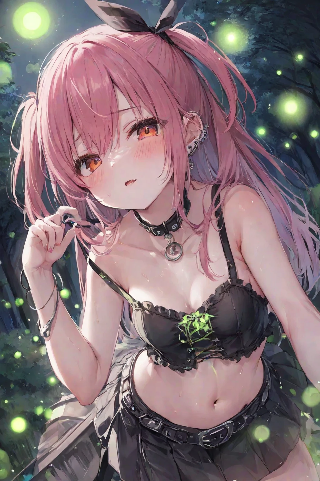 mitsurikanroji, mitsuri kanroji, braid, gradient hair, (green eyes:1.5), green hair, long hair, mole, mole under eye, multicolored hair, pink hair, twin braids, two-tone hair, BREAK (torn clothes:1.5),open clothes, nipple slip, front open, (:1.2), belt, ((black skirt)), cleavage, coat, demon slayer uniform, haori, japanese clothes, long sleeves, miniskirt, partially unbuttoned, pleated skirt, skirt, uniform, nsfw, BREAK looking at viewer, BREAK (outstretched arms:1.2), (outstretched legs:1.2), (chain:1.1), (bound:1.2), restrained, cuffs, handcuffs, (chained:1.2), (floating:1.4), breasts, sweat, dark room, (window:0.5), simple background, black background,(torn clothes:1.2), , BREAK (masterpiece:1.2), best quality, high resolution, unity 8k wallpaper, (illustration:0.8), (beautiful detailed eyes:1.6), extremely detailed face, perfect lighting, extremely detailed CG, (perfect hands, perfect anatomy),