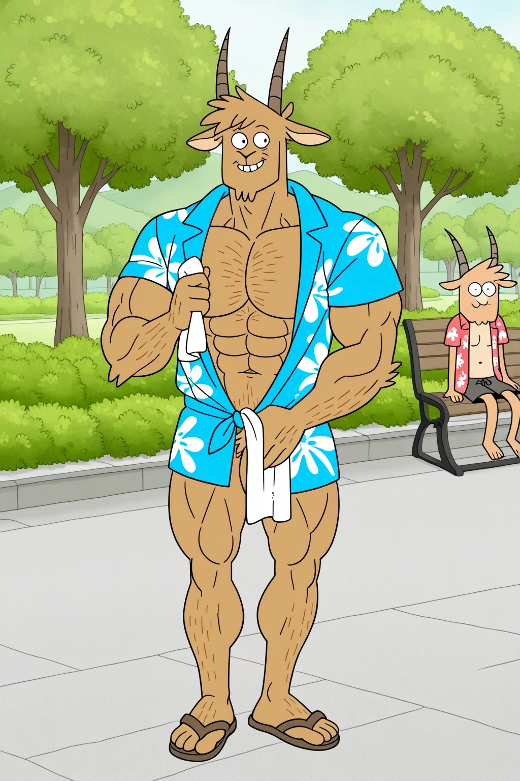 solo, three headed gray great dane, masculine, (cartoon eyes:1.3), tired, frown, by dramamine, (identical:1.9), obese, old, bathroom background, shirtless, nude, beard, green theme, gray hair, (back view:1.3), tail