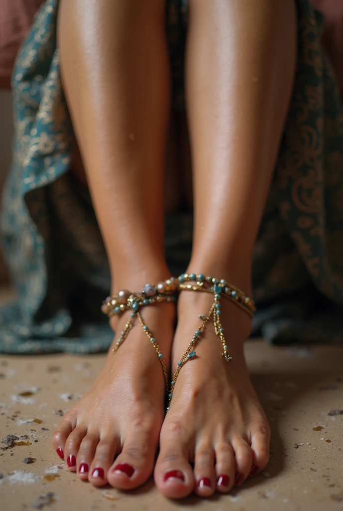 (Creation of exquisite 3D art: 1.3) de (realismo impressionante: 1.3) Magnificent artistic image capture, Unveils resilient feet in close-up, unidos na postura de "V", with an elastic ribbon of green tone, lovingly wrapping the thumbs, where a challenging hallux valgus is remarkable. The scenery displays the courage of these lower limbs, Framing the challenge in composition, emanating an inspiring and noble vibration, worthy of tales of heroes. A arte mergulha em ((a profundidade da textura da pele, highlighting every wrinkle, efeito das sombras meticulosamente trabalhado)), endowing the pores of the skin with life and allowing illumination, sutilmente escura, Reveal the story contained in your lines. The artistic expression present in the image focuses on the complexity of hallux valgus, A biological wonder marked by a gentle rebellion and a challenge to conformity. Through a clear and detailed focus, exploramos cada intrincado aspecto da cena, From the elastic tape that wraps around the big toes to the texture of nails worn by the battle of life. In this tribute to artistic mastery, The green hues of the elastic ribbon echo the glow of epic heroes, while the position "V" of the feet highlights the strength and tenacity of the body. Cada detalhe, cuidadosamente (inspirado por Loish: 0.23, Wlop Ilya Kuvshinov e Greg Rutkowski, com um toque distinto de Alphonse Mucha), is a testament to the pursuit of artistic excellence. Global lighting, combined with studio light and volumetric light, creates a magical atmosphere that unites imagination with realism. In the story this image depicts, The heavy rain and floating particles evoke the epic battle waged by these brave feet. Cada detalhe, from the wear of clothes to the texture of the skin, captures the decadence worthy of a warrior and the triumph of a successful fight. While the city's ancient background adds a sense of history and context, It is in the determination of these feet that we find true inspiration.