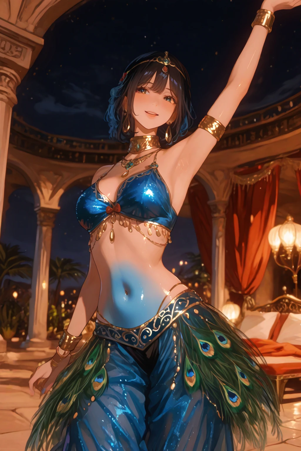 (masterpiece, highest quality, highest quality, Official Art, Beauty and aesthetics: 1.2), (One girl: 1.3), (Fractal Art: 1.3), Bright aqua blue eyes, Medium length hair with tassels, Nude midpart