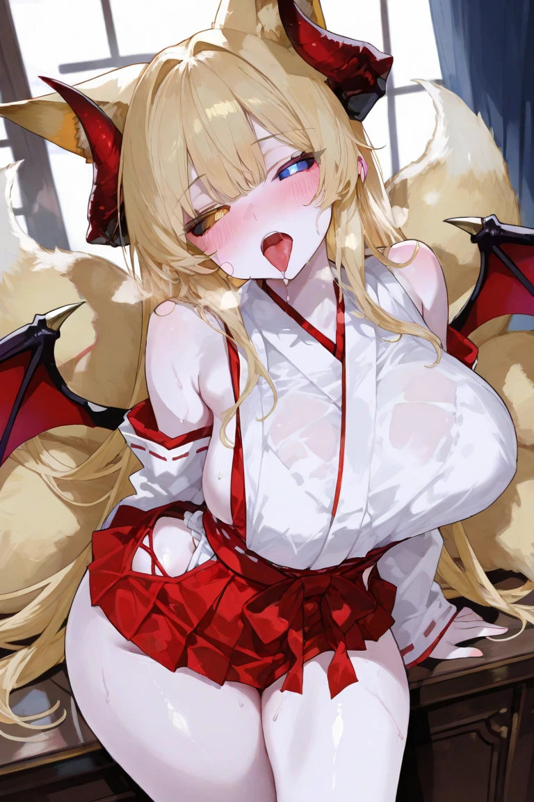 ((Highest quality)), ((masterpiece)), (detailed),、2人のYoung Girl, sexly、Japanese Shrine Maiden、Showing off her chest、Big nipples、bionde、Long Hair、Disheveled Hair、Sweat、(((Saggy breasts)))、laughing、Hands on chest、Are thin、Pinching her nipples、Showing her side、Fluffy hairstyle、Long bangs、(((Large nipples)))、Lifting the chest、Lifting the breasts、Young Girl、Breast milk、Older sister and younger sister、Kissing、白い液体でwet、 is poured over it、Spreading female genitalia with fingers、wet、Covered in sweat、She is spreading her cleavage、Heavy、(((Painful face)))、Sisters、(((Topless)))、