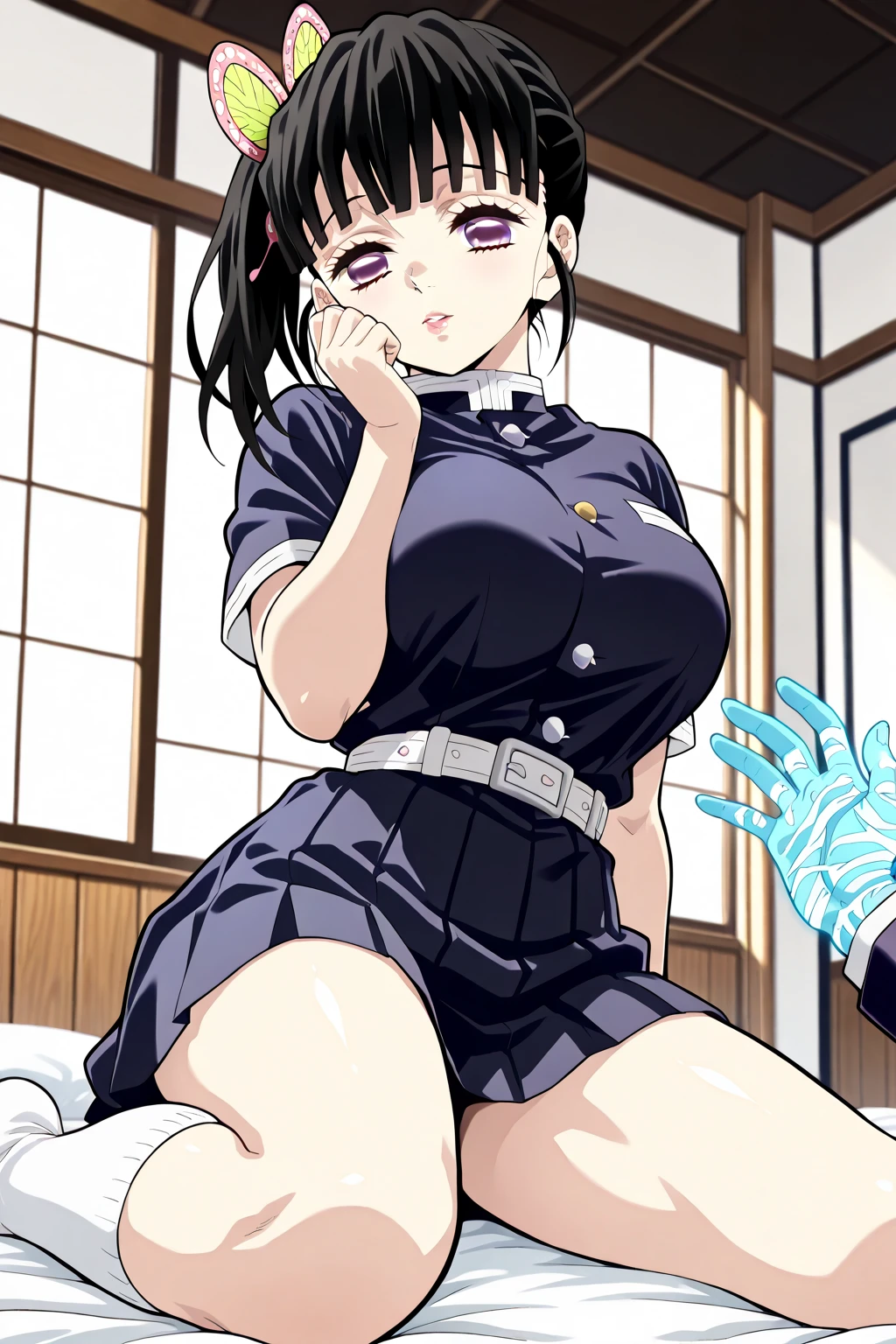 kurotsuchi nemu,Lying on the floor on her back,1 boy climbed over the woman  held her arms down and insert gigantic penis her pussy and rape her,masterpiece, best quality, 