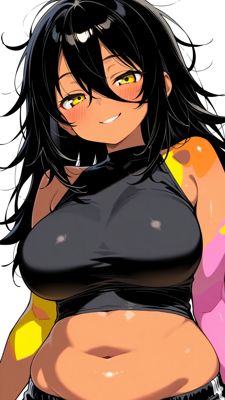 anime coloring, 1 girl, Upper body, kagamine rin, yellow hair, nsfw, nude, embarrassed, breast focus, from front, beautiful face, cute, white background,