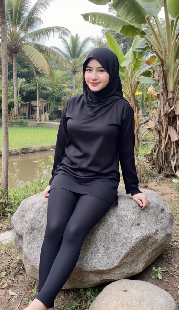 High resolution UHD, Improvement of quality, Soft lighting, Highly detailed, Very detailed on clothes, high quality clothes, Advanced Details, Sharp Focus, High resolution, Big Breasts, Breasts Covered With Hijab and Dress, Real clothes, Real Lighting, Same clothes, Same Clothes With Big Breasts, large breasts Undershirt Covered