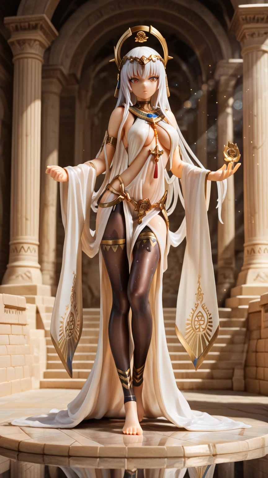 tmasterpiece,The beautiful goddess of the void wears a hood,fully body pose,Gorgeous clothes with gold patterns,Full body white transparent bikini,Clear silk,Full-body standing,180cm tall,Slender legs,detail in face,Detailed body part details,8k wallpaper