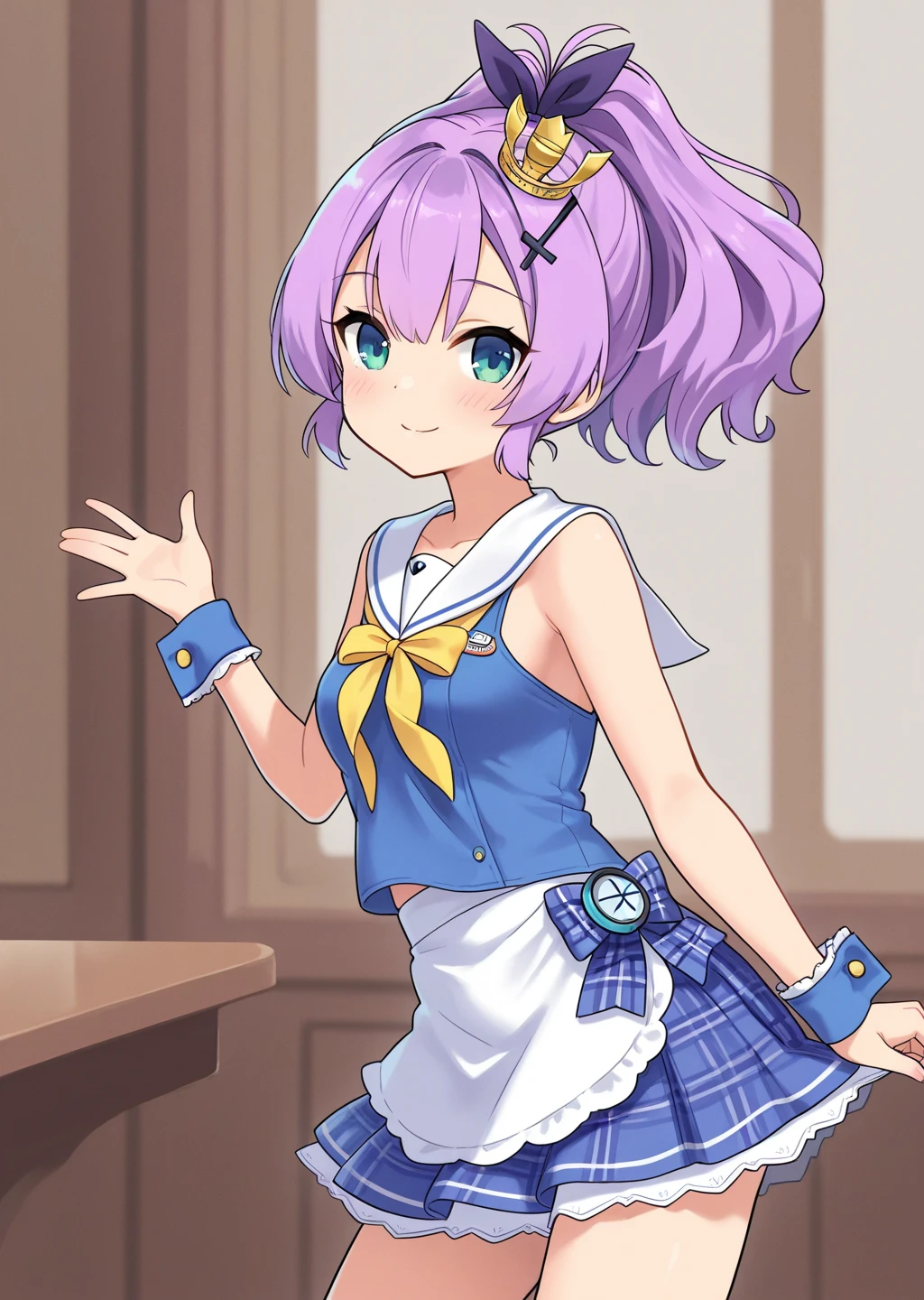 <lora:javelin_v3.0:0.8>, javelin\(azur lane\), \(let's_become_waitresses!\), working clothes,from above, dining room, masterpiece, best quality, extremely detailed face, sharp details, high contrast,